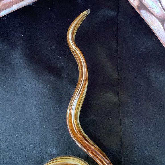 Vintage HQT Murano Style Swirl  (12") Amber Gold Glass Ribbon Sculpture - Picture 7 of 12